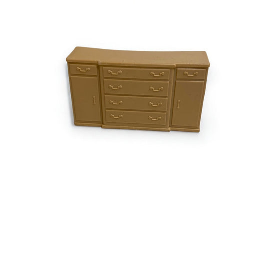 1950s Miniature Dollhouse Tan Plastic Dining Room Buffet Cabinet 1:24 Scale