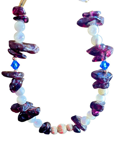 Chip Stone Beaded Crystal 7 Inch Bracelet Spring Clasp