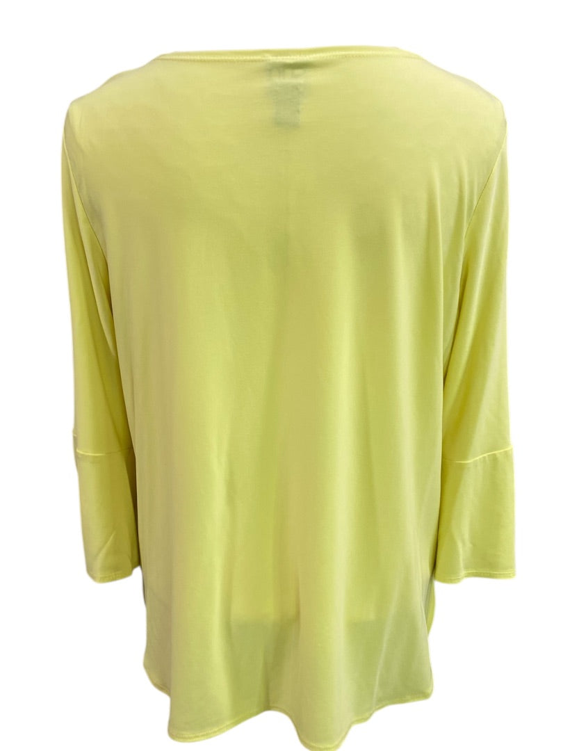 Large Clara Sun Woo Yellow 3/4 Tie Sleeve Womens Pullover Top