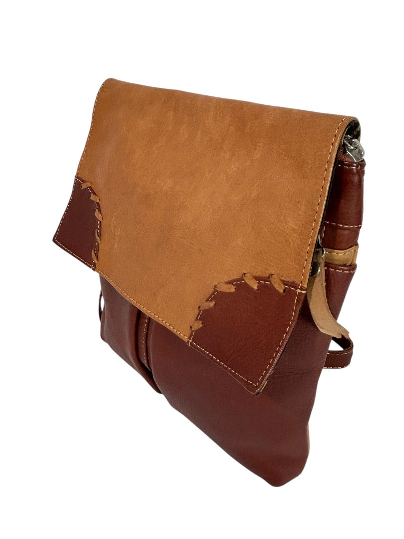 JL Saldivar Paraguay Handcrafted Two Tone Brown Crossbody Bag