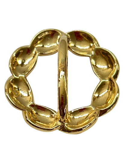 Goldtone Scarf Ring Clip Briaded Design Round 1.3 Inch Diameter