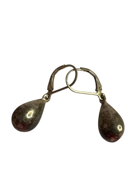 Sterling Silver 925 Pierced Leverback Earrings Teardrop 1.25 Inch Drop
