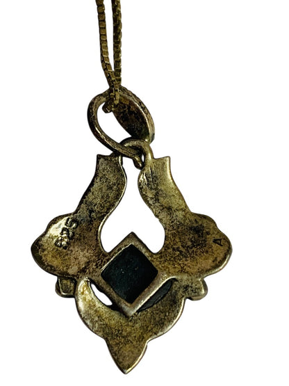 Vintage Pendant Necklace Sterling Silver 925 Art Deco Style 18 Inch