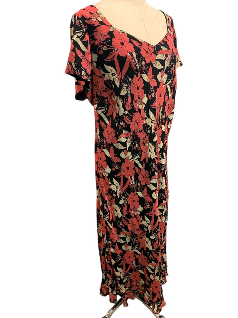 Size 18W Style & Co Woman Pullover Floral Maxidress Lined Rayon