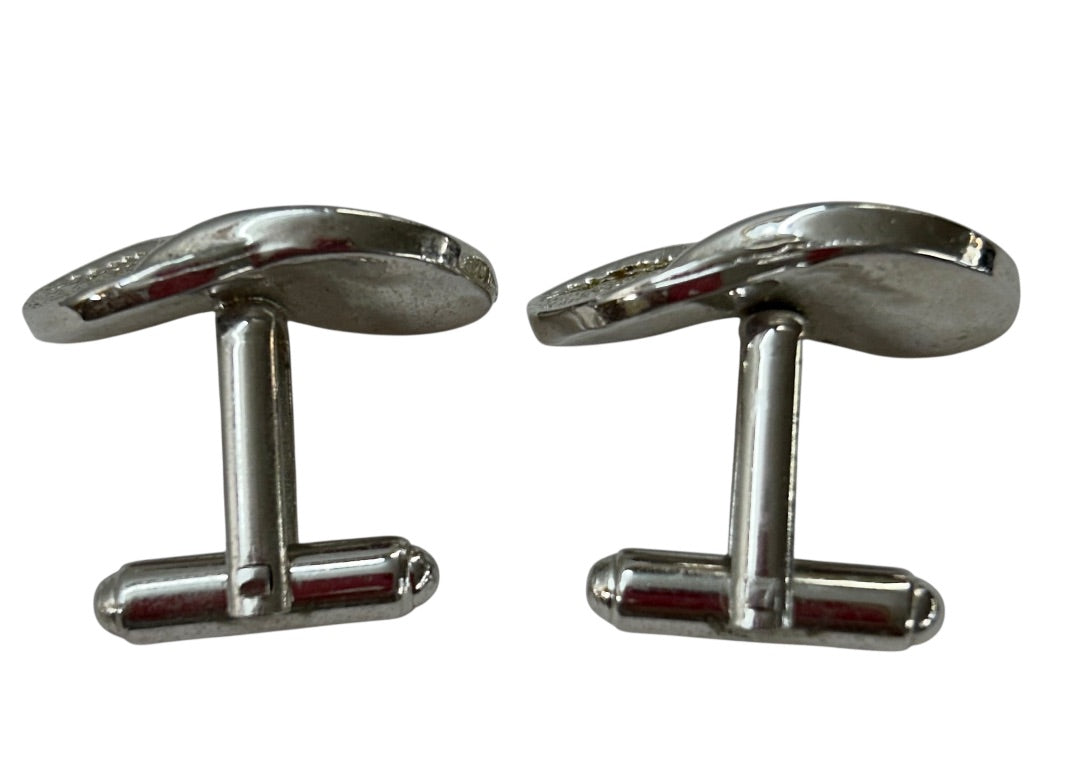 Vintage Silvertone Cuff Links Textured 1 Inch Mens Accessory