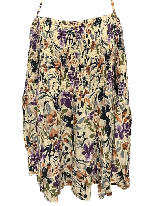 3X Torrid Smocked Cold Shoulder Floral Womens Top Shirt Challis