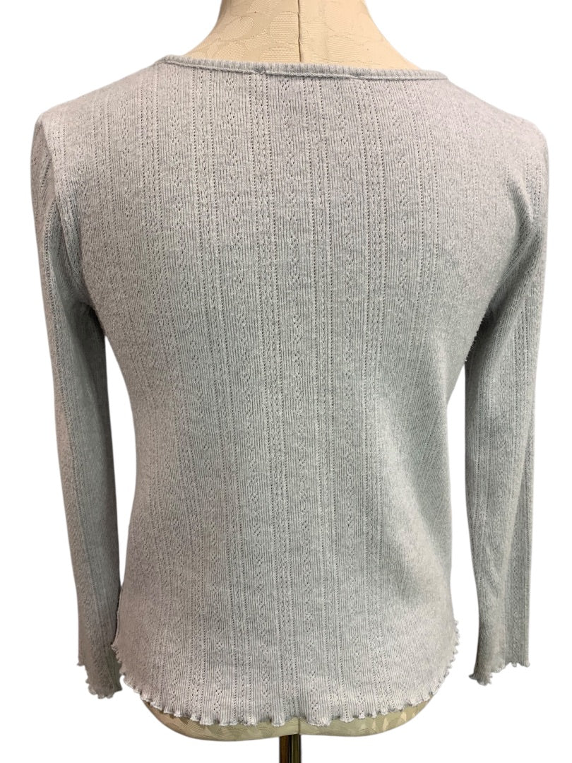 XS Loft Womens Lightweight Loose Knit Sweater Gray V-Neck