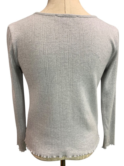 XS Loft Womens Lightweight Loose Knit Sweater Gray V-Neck