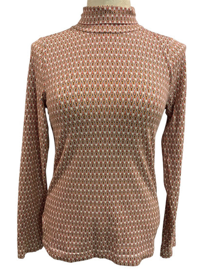 Small Loft Womens Print Turtleneck Soft Retro Print Long Sleeve