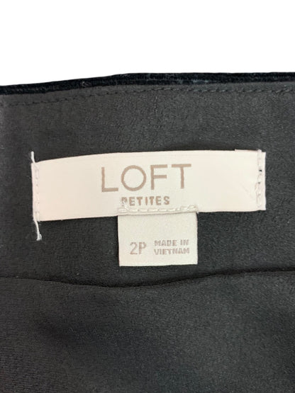 Size 2P Loft Petites Black Velvet Side Zip Skirt Lined