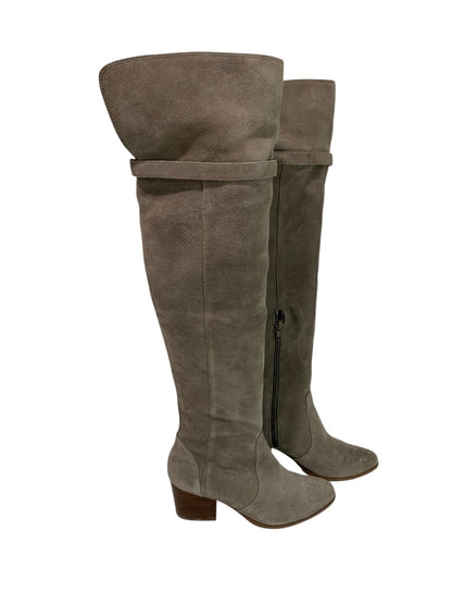 Size 6 Sole Society Womens Suede Knee Boots Mushroom Erika 2.5" Block Heel