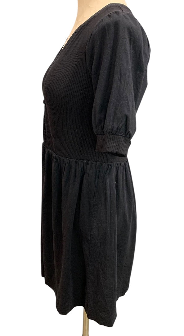 XSP Loft Petites Black Short Sleeve Dress Ribbed Knit Bodice
