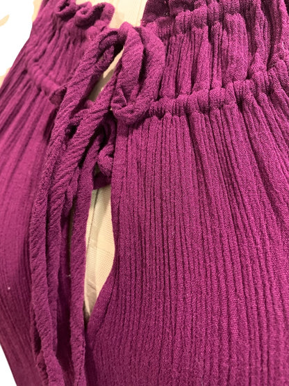 XS Loft Womens Purple Gauzy Rayon Shirt Tie Neck