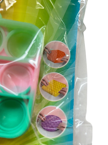 New PopToy Fidgety Silicone Green Pink Keyring Key Chain