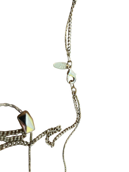 New York & Company 2 Strand Goldtone 37 Inch Beaded Necklace Black White Pink