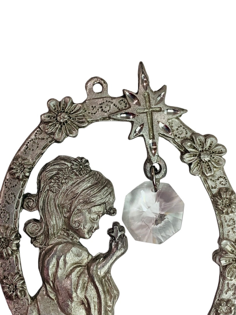 Spoontiques Pewter Ornament Suncatcher Prism Girl Praying #2384 3 Inch
