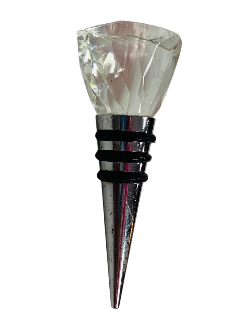 Metal Bottle Stopper 3.5 Inch Acrylic Crystal Top Rubber Gasket