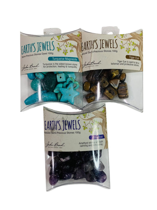 Earths Jewels 3 Packs Beads Amethyst Tiger Eye Turquoise Jewelry Making