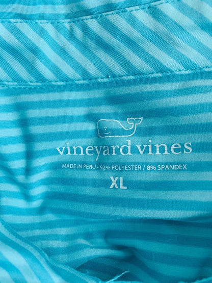XL Vineyard Vines Mens Golf Polo Turquoise Stripe Short Sleeve Shirt