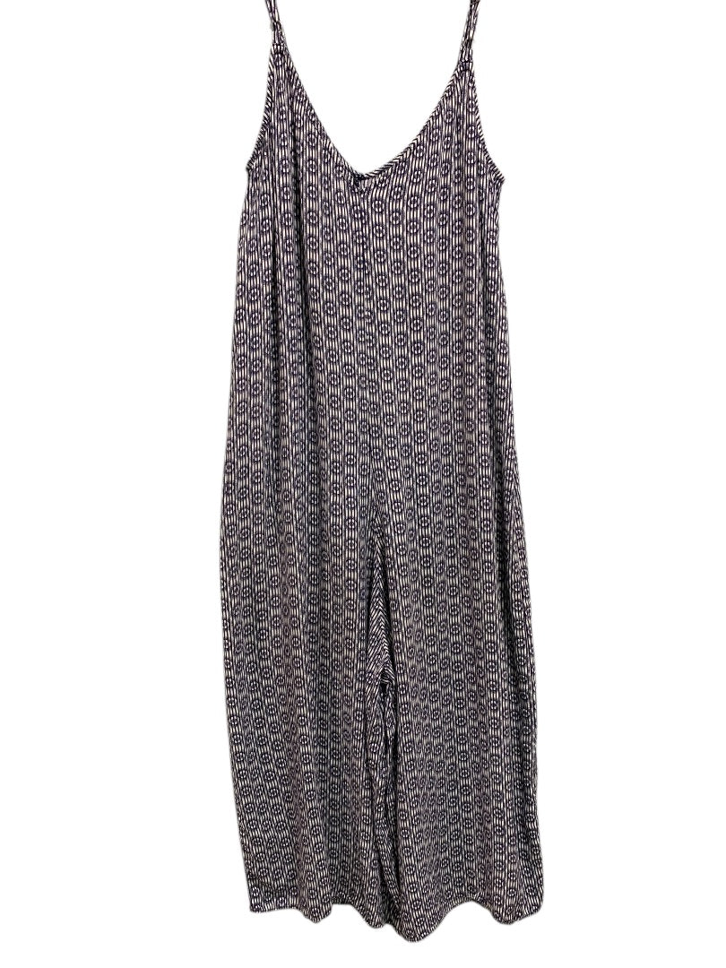 XS Floreat Romper Womens Navy Blue Print Sleeveless Jumpsuit Capri Crop