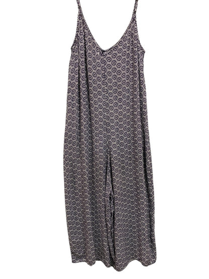 XS Floreat Romper Womens Navy Blue Print Sleeveless Jumpsuit Capri Crop