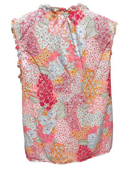 XL Talbots Ruffled Sleeveless Floral Cotton Shirt Pullover