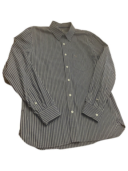 Large American Eagle Outfitters Striped Button Up Mens Shirt Blue