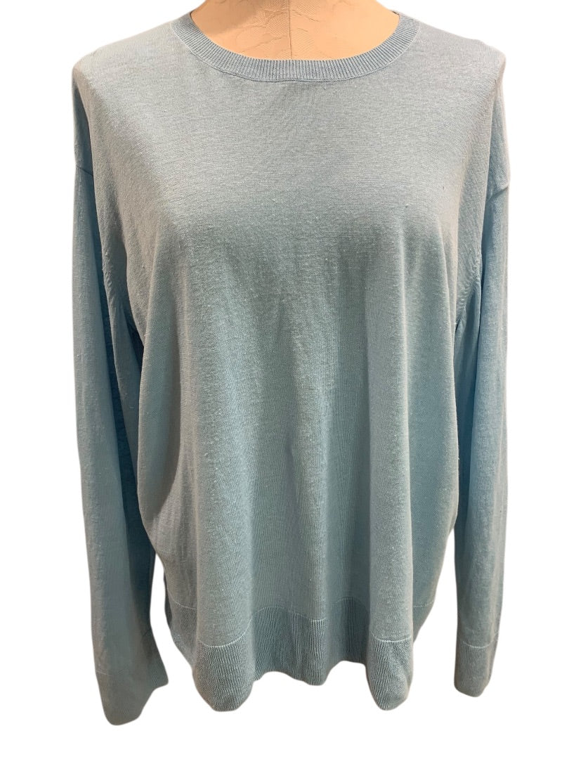 XL Nordstrom Signature Womens Blue Sweater Linen Blend Pullover