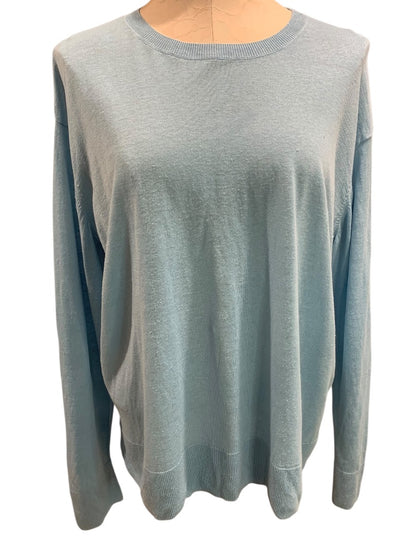 XL Nordstrom Signature Womens Blue Sweater Linen Blend Pullover