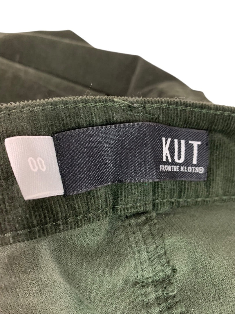 Size 00 Kut from the Kloth Womens Diana Fab Ab Skinny Corduroy Dark Green
