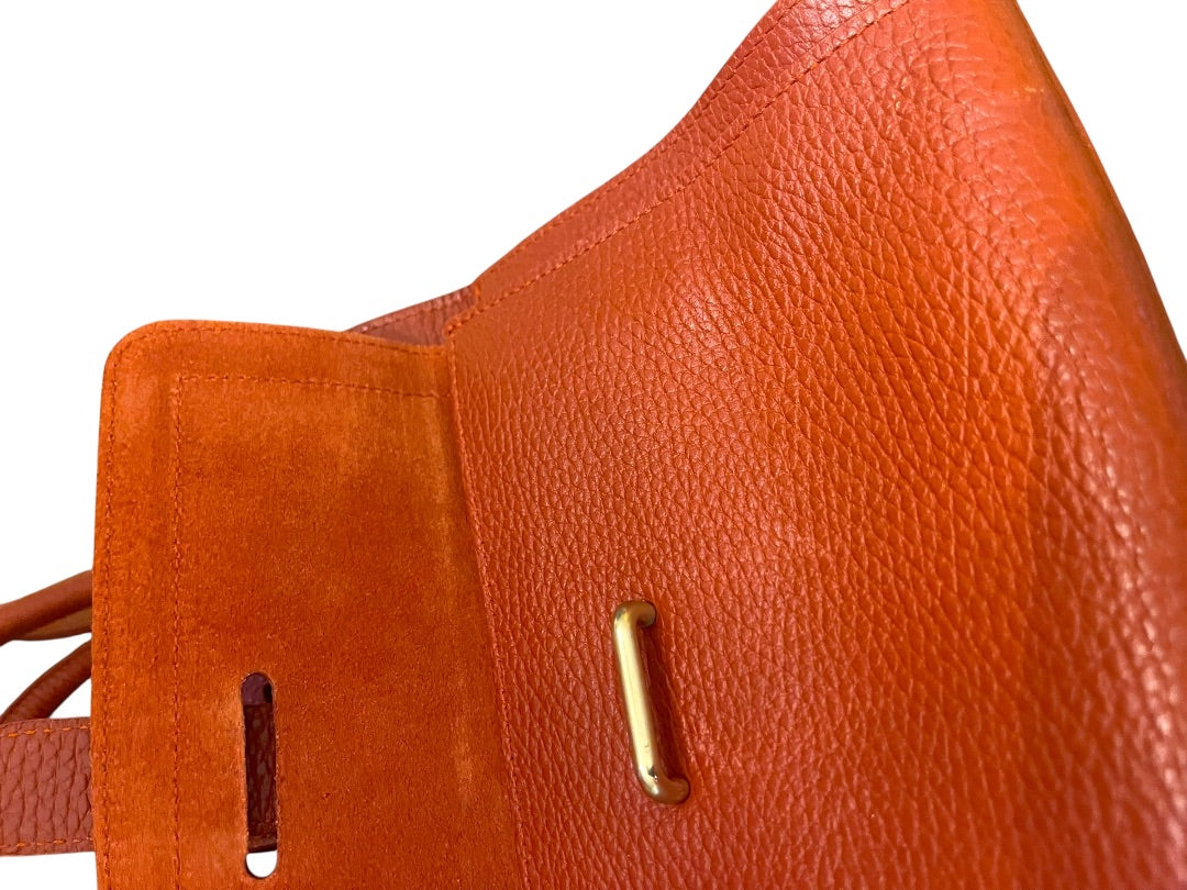 Furla Rust Pebbled Leather Handbag Satchel Shoulder Strap Italy