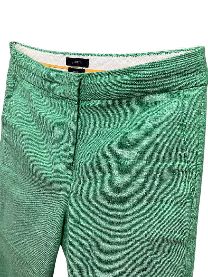 Size 4 J.Crew Hayden Womens Green Crop Pants Linen Blend