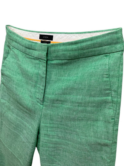Size 4 J.Crew Hayden Womens Green Crop Pants Linen Blend