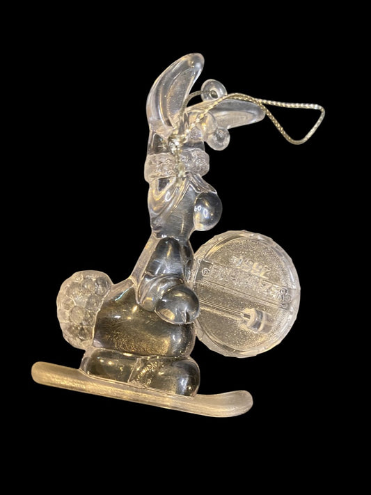 1992 Clear Acrylic Energizer Bunny Ornament 3" Christmas Ski