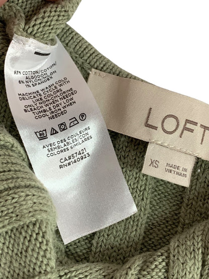 XS Loft Womens Sleeveless Ribbed Sweater Button Front Sage Green