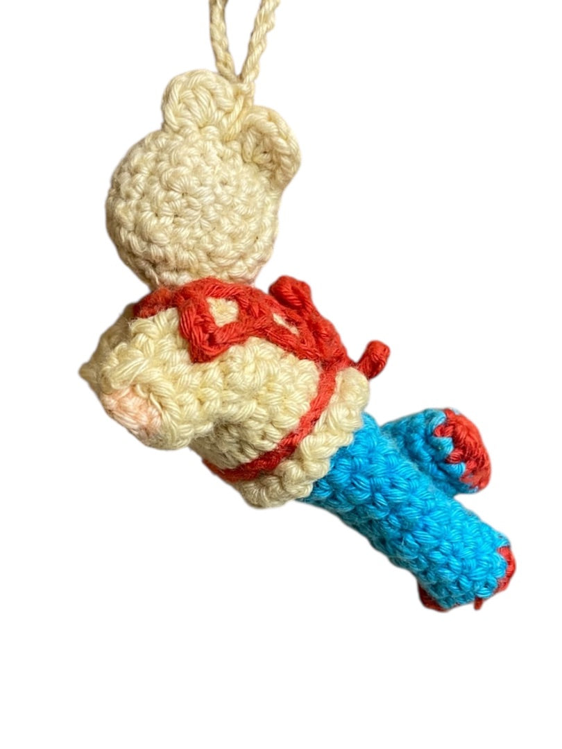 Vintage Amigurumi Japanese Crochet Crawling Baby Doll 2.5" Silk