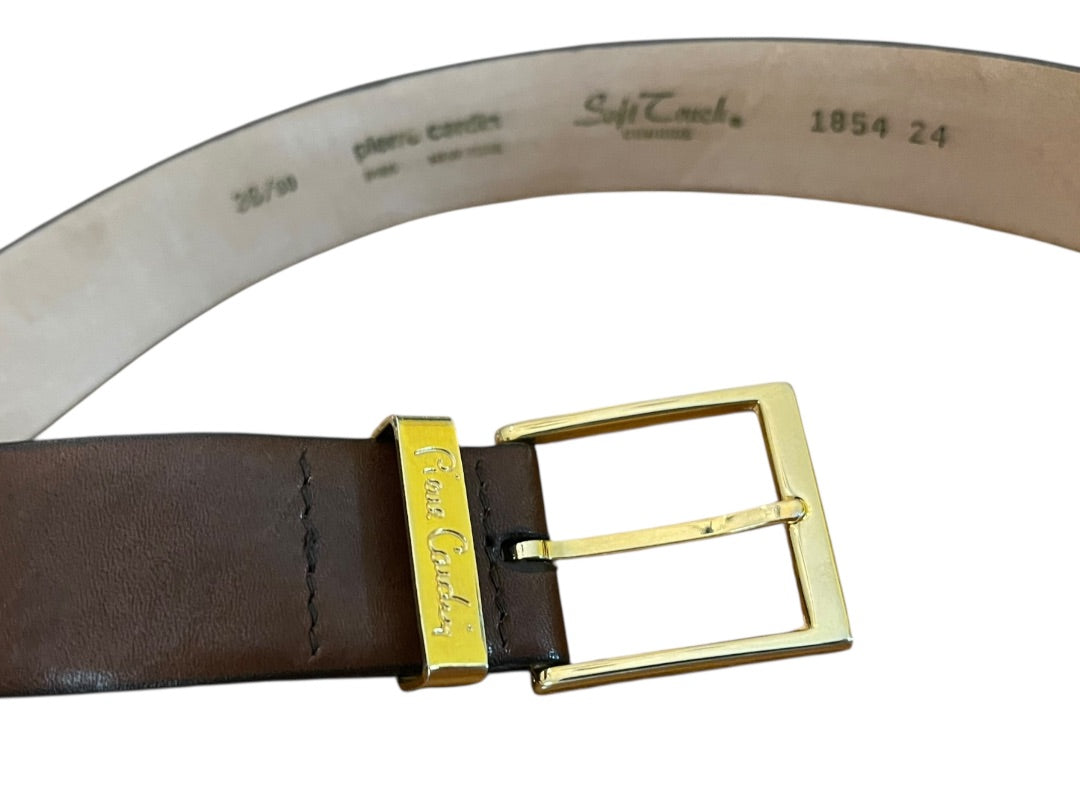 Size 36 Pierre Cardin Brown Soft Touch Cowhide Belt 1.2" width