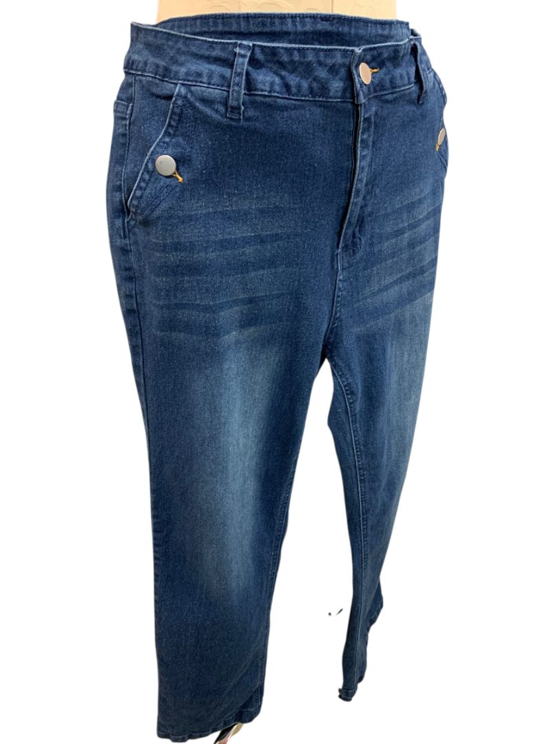 Size 1XL Womens Straight Leg Jeans Stretch Denim Dark Wash