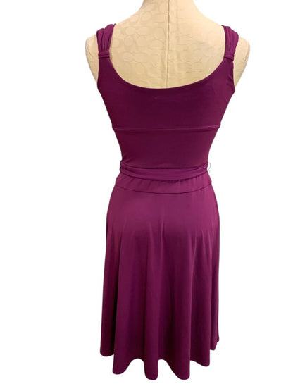 Size 4 Morgan McFeeters Purple V-Neck Dress Sleeveless Belted