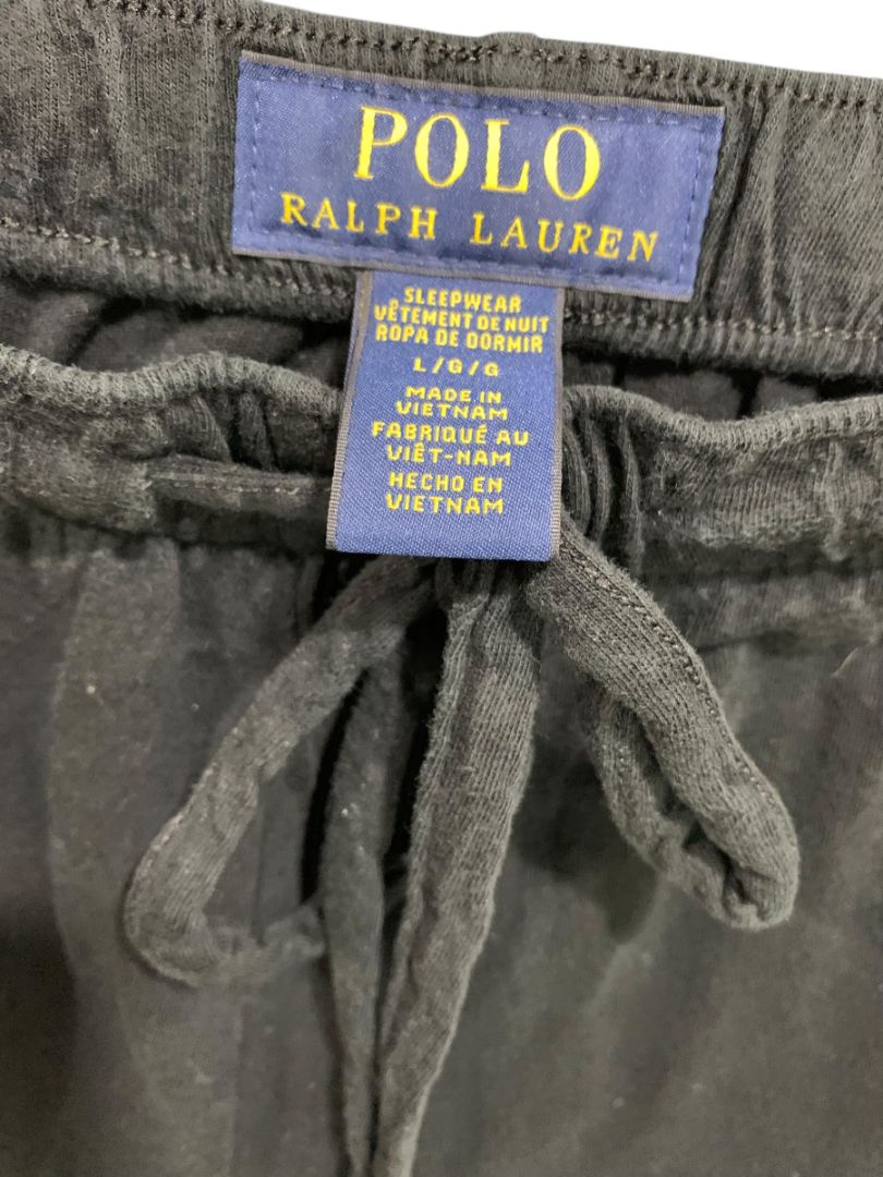 Large Polo Ralph Lauren Mens Sleep Pants Black Elastic Drawstring Waist Joggers