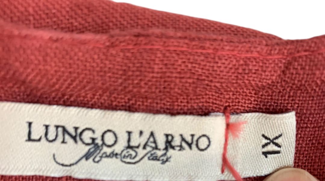 1X Lungo L'arno Womens Crochet Trim Tunic Scoop Neck Roll Tab Sleeve Linen