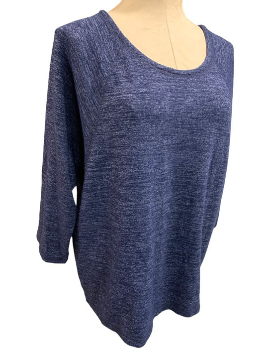 XL T by Talbots Womens Navy Blue Casual Marled Knit Sweater