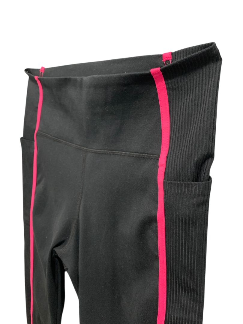 Medium Danskin Womens Black Leggings Pockets Pink Stripe
