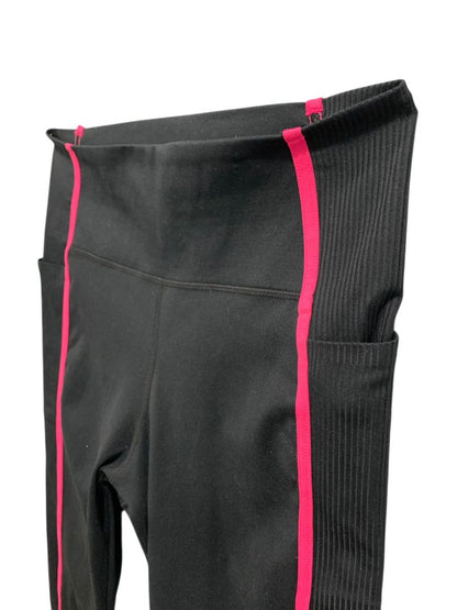 Medium Danskin Womens Black Leggings Pockets Pink Stripe