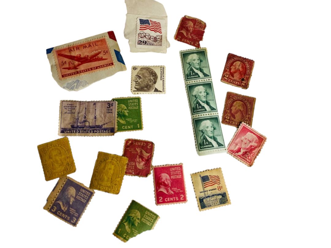 Lot of 19 Vintage Postage Stamps US Estate Found FDR Monroe Washington