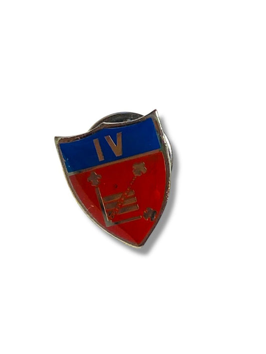 Vintage Enamel Military Lapel Pin Shield IV Red Blue .7"