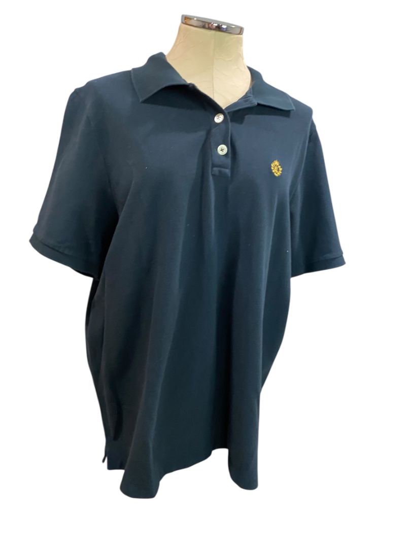 Size 1X Lauren Ralph Lauren Womens Navy Blue Polo Shirt Cotton