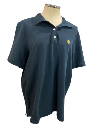 Size 1X Lauren Ralph Lauren Womens Navy Blue Polo Shirt Cotton