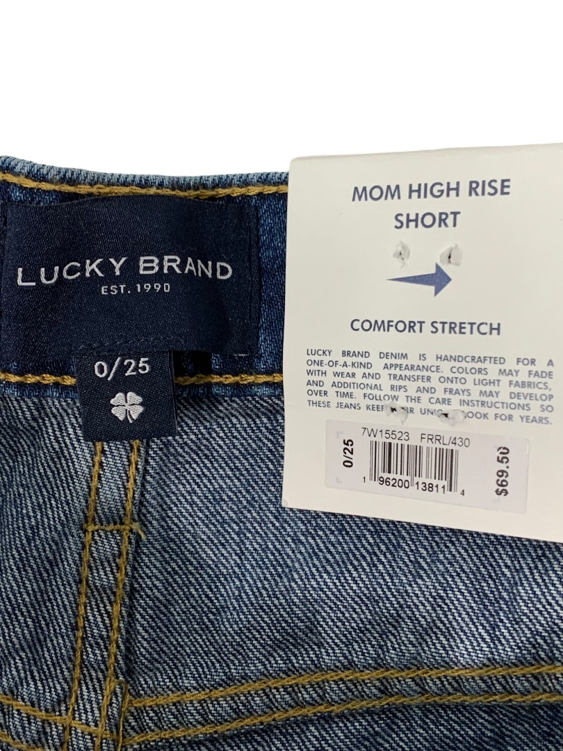 Size 0 (25) Lucky Brand New Jean Shorts Mom High Rise Blue Denim