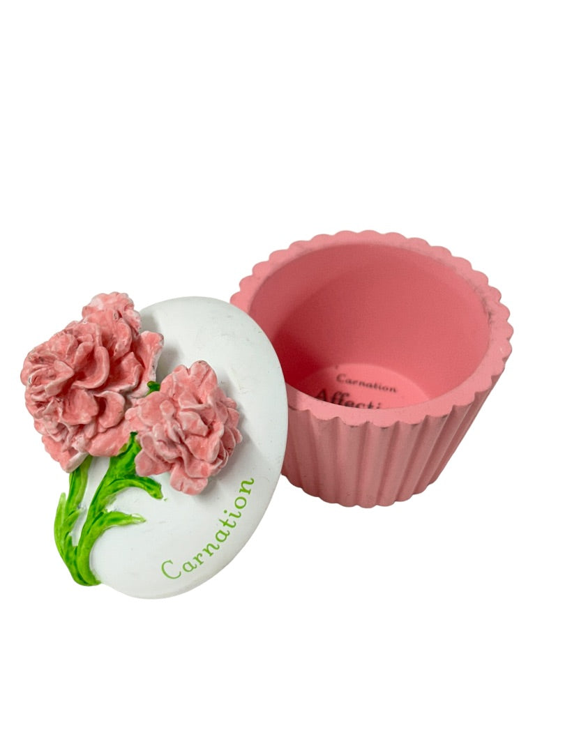 Hallmark January Carnation Trinket Box Ceramic Cupcake Carnation